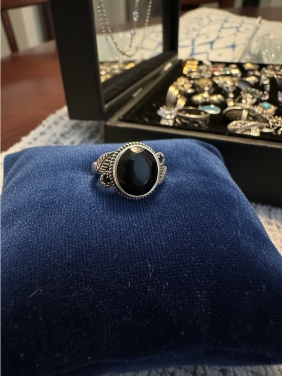 925 Sterling Silver Other - Sterling Silver Black Onyx Oval Ring woman’s ring size 8.5 stamped 925